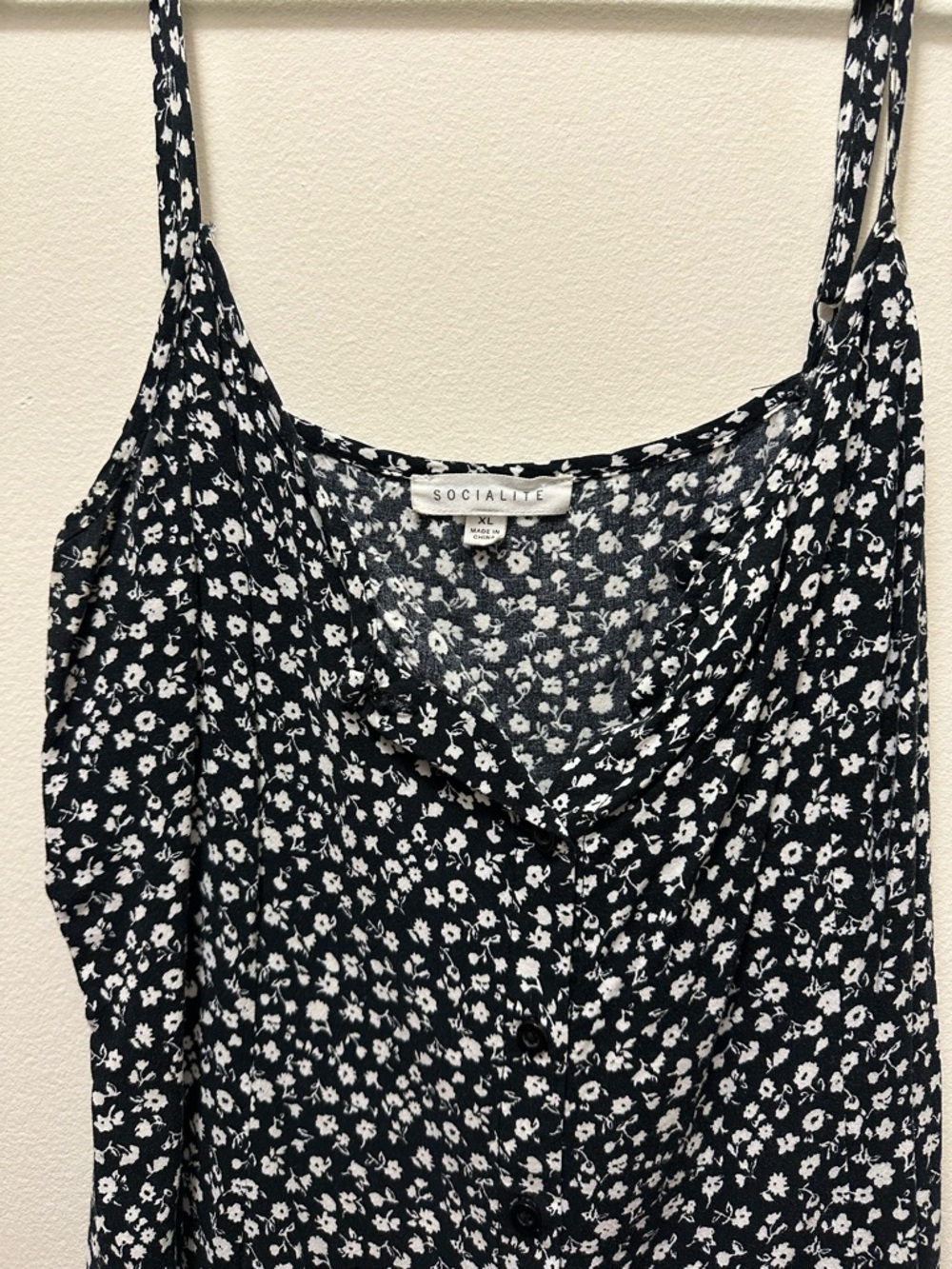 Black Floral Spaghetti-Strap Dress - Picture 3 of 3